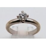 18K WHITE GOLD RING WITH 0.50CT DIAMONDS 4.9G SIZE O 8404