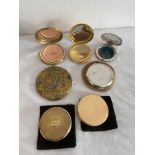 Vintage selection of compacts in various conditions some with original pouches.AF.