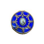 A Russian Beautiful very large royal blue 14k enamel solid gold snuff table box Fantastic
