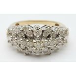 9K YELLOW GOLD FANCY DIAMOND CLUSTER RING 0.50CT 6.2G SIZE P