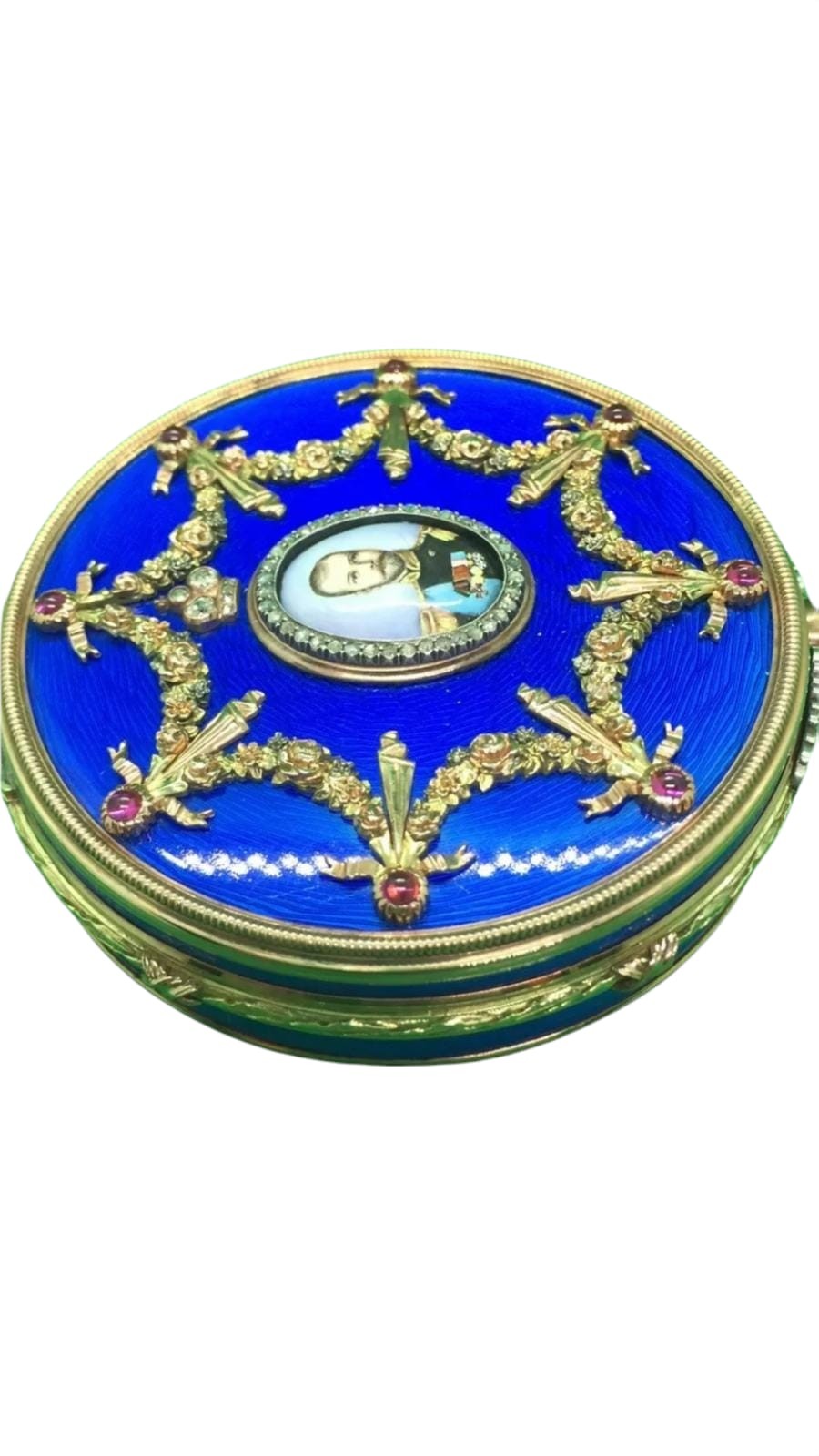 A Russian Beautiful very large royal blue 14k enamel solid gold snuff table box Fantastic - Image 2 of 13