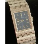 Vintage 19/50?s EDOX ladies wristwatch in Silver tone. Blue square face model with manual winding in