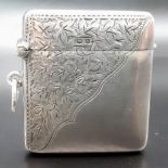 An Antique Silver Vesta Case. Hallmarks for Birmingham 1907. Makers mark of Henry Williamson. 4 x