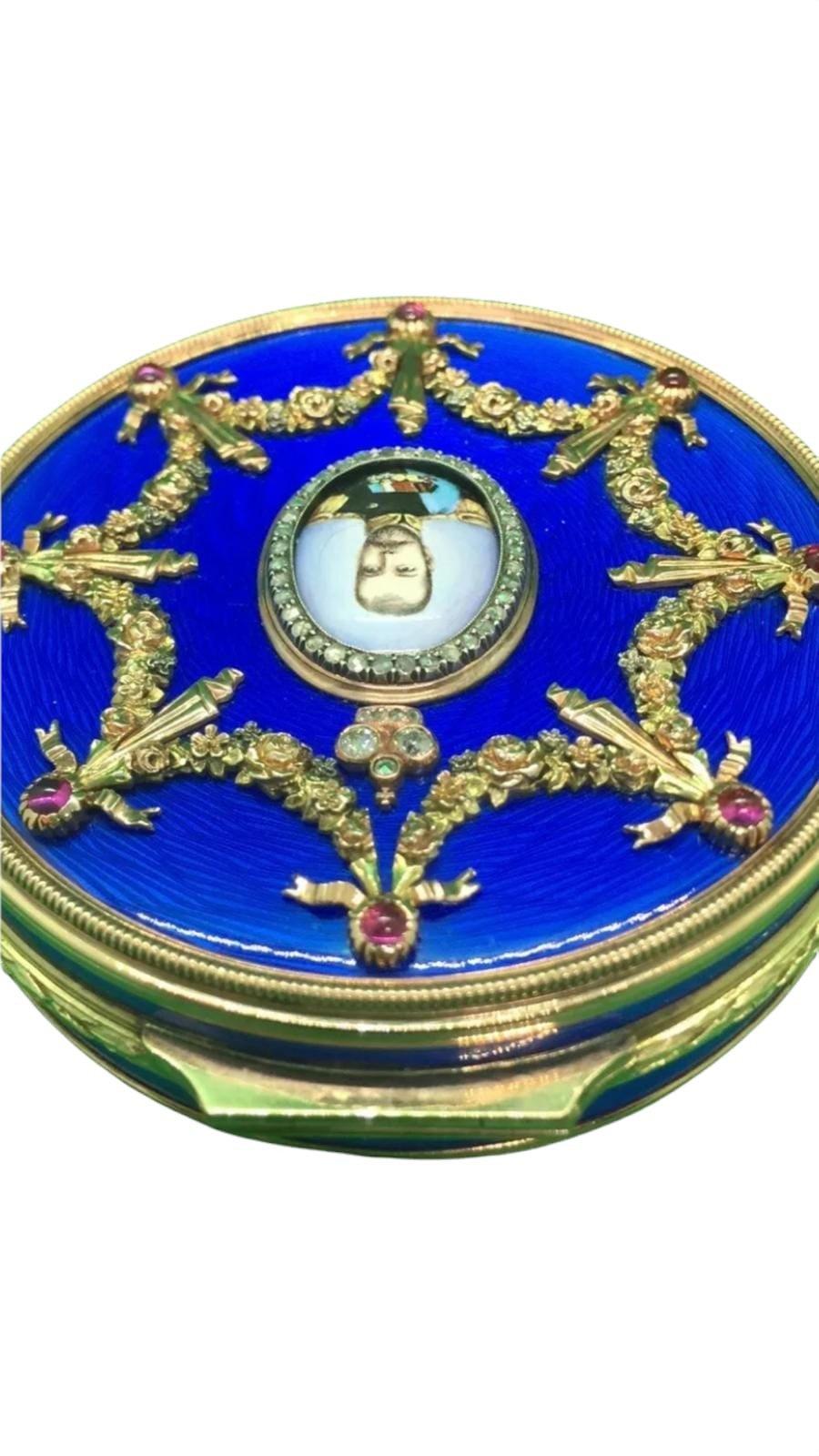 A Russian Beautiful very large royal blue 14k enamel solid gold snuff table box Fantastic - Image 3 of 13