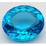 A large (71.4 carats), oval cut, AAA, flawless, aquamarine, with a beautiful light blue colour. With