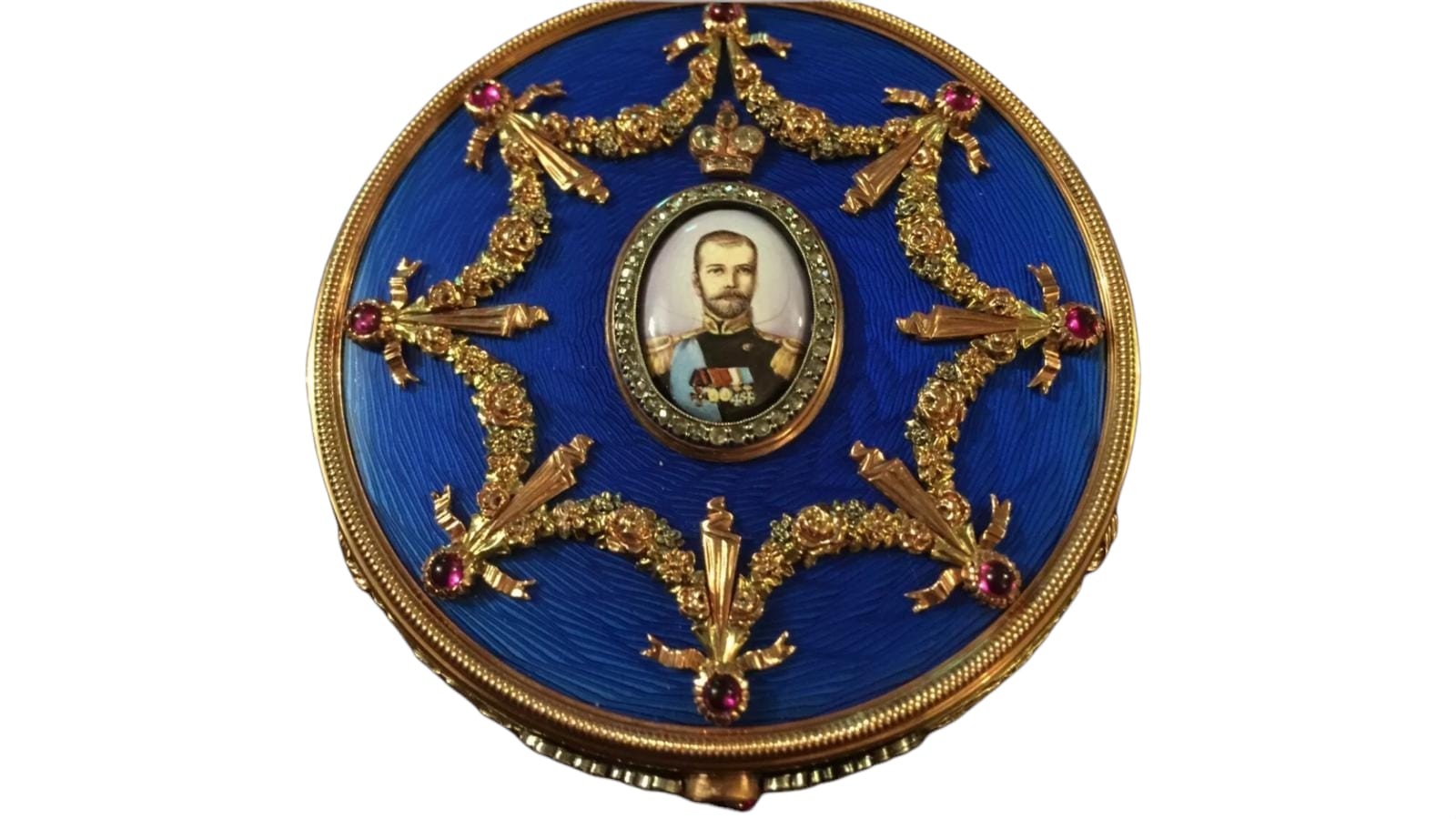 A Russian Beautiful very large royal blue 14k enamel solid gold snuff table box Fantastic - Image 12 of 13