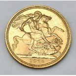 A 1974 Queen Elizabeth II Full Gold Sovereign Coin. 8g.