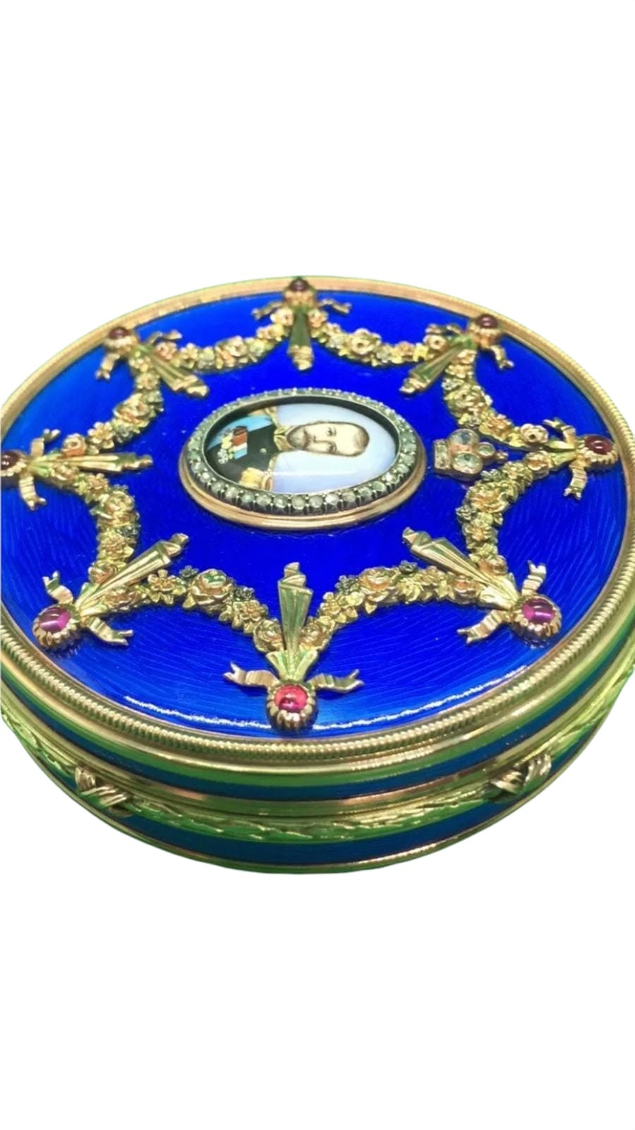 A Russian Beautiful very large royal blue 14k enamel solid gold snuff table box Fantastic - Image 5 of 13