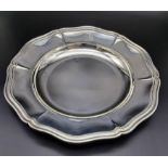 An Antique French Solid Silver Odiot of Paris Platter Dish. 950 silver content. 30cm diameter.
