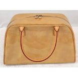 A Louis Vuitton Vernis Tompkins Square Beige Bag. LV monogram embossed vernis patent leather