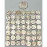 A Collection of 44 American Quarter Dollars with dates ranging from the 1940?s to 2006 and One