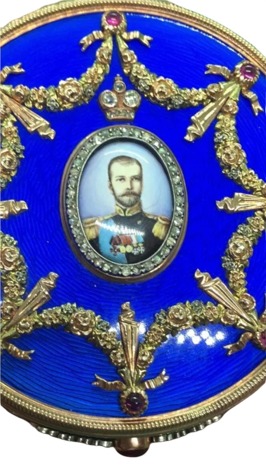 A Russian Beautiful very large royal blue 14k enamel solid gold snuff table box Fantastic - Image 6 of 13