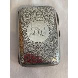 Antique SILVER CIGARETTE CASE with clear Hallmark for Nathan and Hayes Birmingham 1902. Clasp and