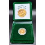 A 1980 22K Gold Full Sovereign Proof Coin. 8g. Comes in a presentation case.