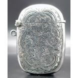 An Antique Silver Engraved Vesta Case. Hallmarks for Birmingham 1918. Makers mark of Thomas Hayes.