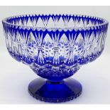 A Large Bleikristall Lead Crystal Cobalt Blue Fruit Bowl. 26cm diameter. 20cm tall. In good