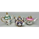 Three Past Times Miniature Porcelain Tea Pots. In original box.
