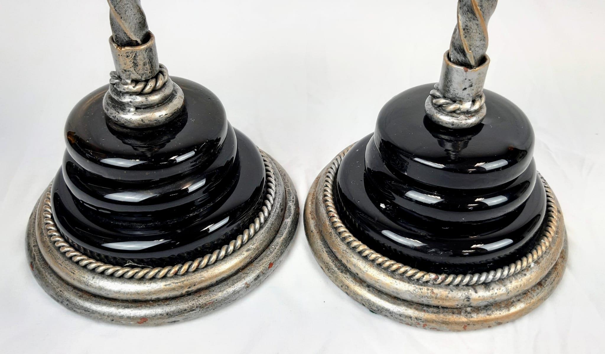 Two Eclectic Hand-Made Twisted Iron Pillar Candle Holders. 32 and 50cm. - Image 3 of 5