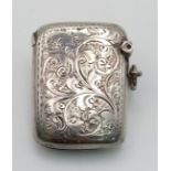 An Antique Silver Vesta Case. Hallmarks for Birmingham 1906. Makers mark of William Naul. 3.5 x 4cm