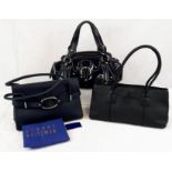 Three Well-Crafted Everyday Handbags: A blue Stuart Weitzmann - 31 x 20cm. A classic black