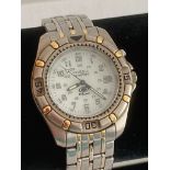 Gentlemans FOSSIL silver tone Quartz Wristwatch, Diver?s ?blue? model, having chronograph bezel,