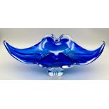 An Art Deco Style Cobalt Blue Vase. 15 x 36cm. In good condition but A/F.