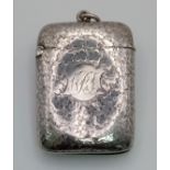 An Antique Silver Vesta Case. Hallmarks for Birmingham 1893. Makers mark of G. Loveridge and Co. 4 x