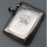 An Antique Silver Vesta Case. Hallmarks for Birmingham 1909. Makers mark of W.J. Myatt and Co. 3.5 x
