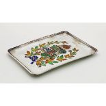 An Antique Silver and Enamel Guilloche Tray. Coat of Arms decoration. 10.5 x 7.5cm. 119g total