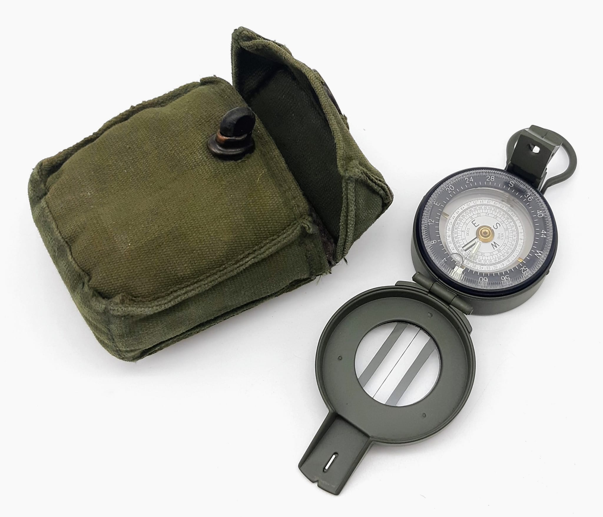 Excellent Condition Francis Barker M88 Military Compass in Padded Canvas Belt Case