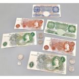 A parcel of historic coins and bank notes to include: Two Walking Liberty ½ Dollar Silver Coins, 1