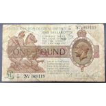 A Genuine Z1/29 One Pound Fisher Note. No: 069119. In plastic wallet. Please see photos for