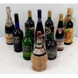 A Vintage Ten-Bottle Selection of Alcoholic Drinks. From Blue Nun to Croft Original Sherry - this