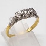 A 9K yellow Gold Diamond Trilogy Ring. Size O. 2.68g