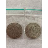 2 x Silver World War II HALF CROWNS 1940 and 1942 in very fine/extra fine condition. Bold and