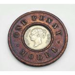 An 1844 Model Penny. Good Very Fine. Obverse - The inner disc shows the young bust of Victoria,