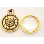 An Antique 18K Gold Camerer Kuss and Co Top Wind Miniature Pocket Watch. Two-tone gilt dial.