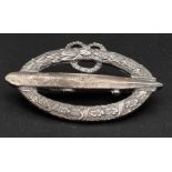 WW1 Imperial German Silver Zeppelin Crew Badge. Maker: G.H. Osang Dresden. Issued After the War.