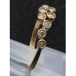 9K YELLOW GOLD CHAMPAGNE DIAMOND 10 STONE RING 0.25CT 2.2G SIZE P 1/2