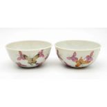 A Pair of Chinese Jar-Shaped Enamelled Porcelain Cups Decorated with Butterflies. Qing dynasty