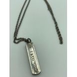 SILVER ‘T & CO’ Pendant mounted on SILVER ROPE CHAIN. Pendant 3.5 cm. Silver chain 57 cm.