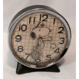 A Rare 1950s Snoopy Alarm Clock - With moving tennis ball second hand! 11cm diameter.