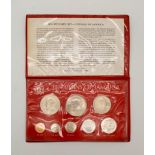 A Franklin Mint 1974 Uncirculated Jamaican Coin Set. Comes in a presentation wallet with