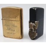 Two Vintage Zippo Lighters including a Harley Davidson Model. A/F.
