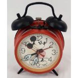 A Vintage Sunbeam Double-Bell Mickey Mouse Alarm Clock. 18cm. In working order.