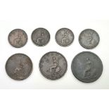 A George III Small Copper Coin Collection - 1 x Penny (1807), 2 x Halfpenny (1799, 1806), 4 x 1/4