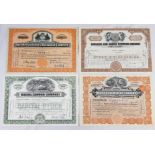 One Antique and Three Vintage American Share Certificates. To include: Chicago and North Western