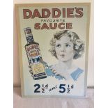 Vintage metal advertising sign for DADDIES SAUCE. 16” x 12”. (40cm x 30cm).