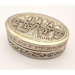 An Antique Solid Silver Snuffbox. Hallmarked and probably is German made. 8 x 5.5cm x 2.6cm. 83g.