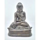 Antique 19th century Chinese seated buddha with enamel eyes. Size: 19cm x 14cm, Weight: 1.6kg.